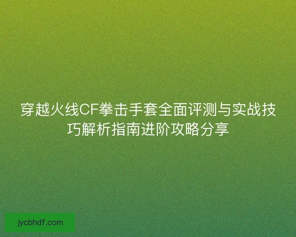 穿越火线CF拳击手套全面评测与实战技巧解析指南进阶攻略分享