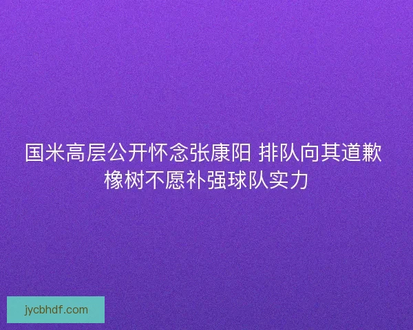 国米高层公开怀念张康阳 排队向其道歉 橡树不愿补强球队实力