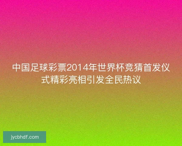 中国足球彩票2014年世界杯竞猜首发仪式精彩亮相引发全民热议