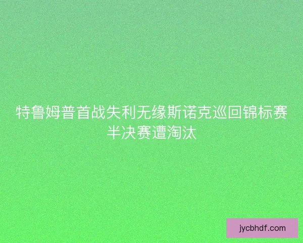 特鲁姆普首战失利无缘斯诺克巡回锦标赛半决赛遭淘汰