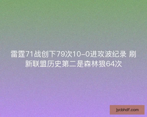 雷霆71战创下79次10-0进攻波纪录 刷新联盟历史第二是森林狼64次