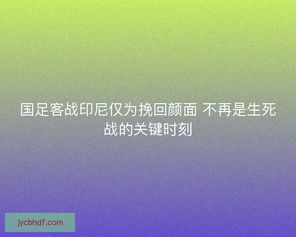 国足客战印尼仅为挽回颜面 不再是生死战的关键时刻 国足客战印尼仅为挽回颜面 不再是生死战的关键时刻
